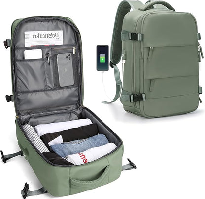 Travel Backpack | Built-In USB Charging Port | Water-Resistant Nylon | Comfortable Fit