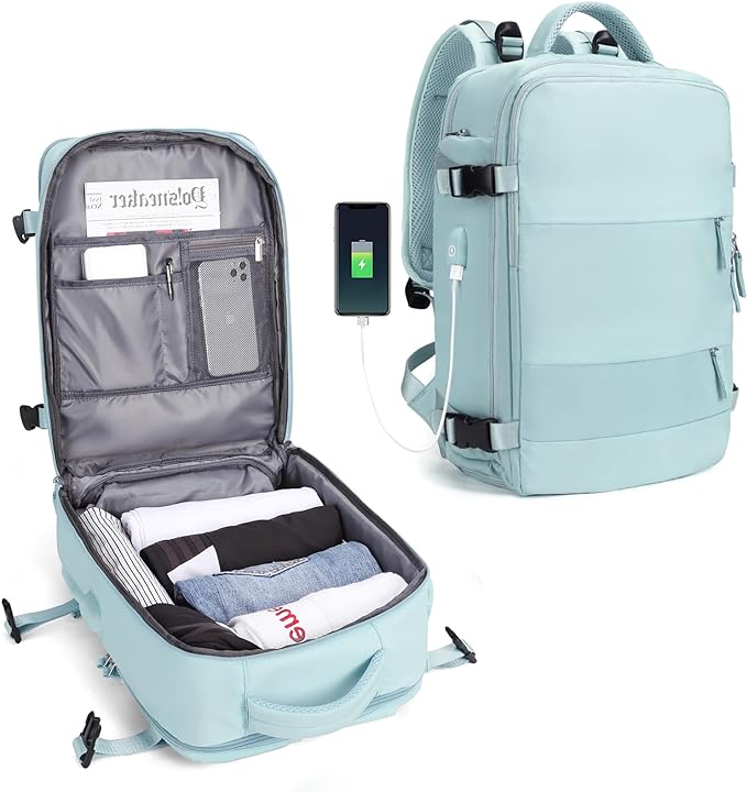 Travel Backpack | Built-In USB Charging Port | Water-Resistant Nylon | Comfortable Fit