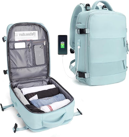 Travel Backpack | Built-In USB Charging Port | Water-Resistant Nylon | Comfortable Fit