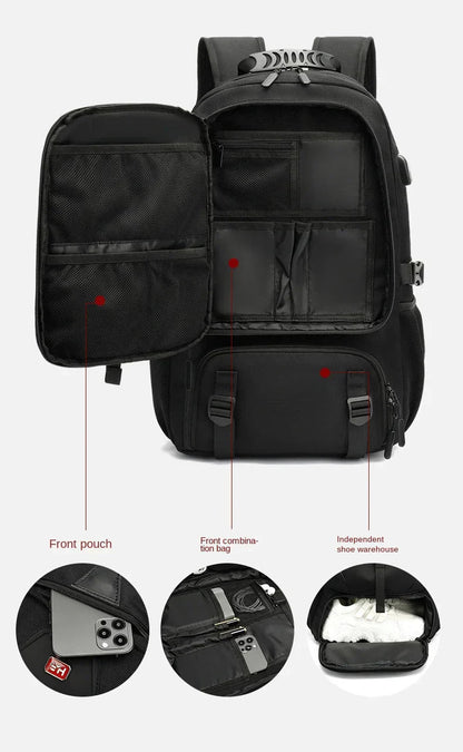Travel Backpack | Expandable 60L Capacity | Water-Repellent Oxford | Ergonomic Design