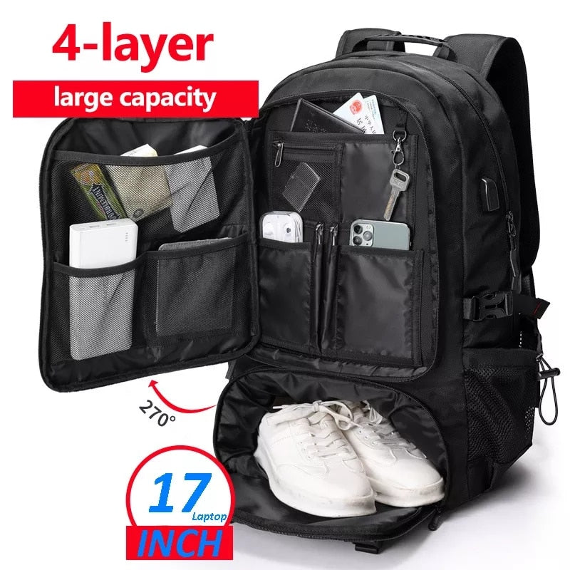 Travel Backpack | Large Capacity | Water-Resistant Polyester & Padded Back Panel | Comfortable Fit