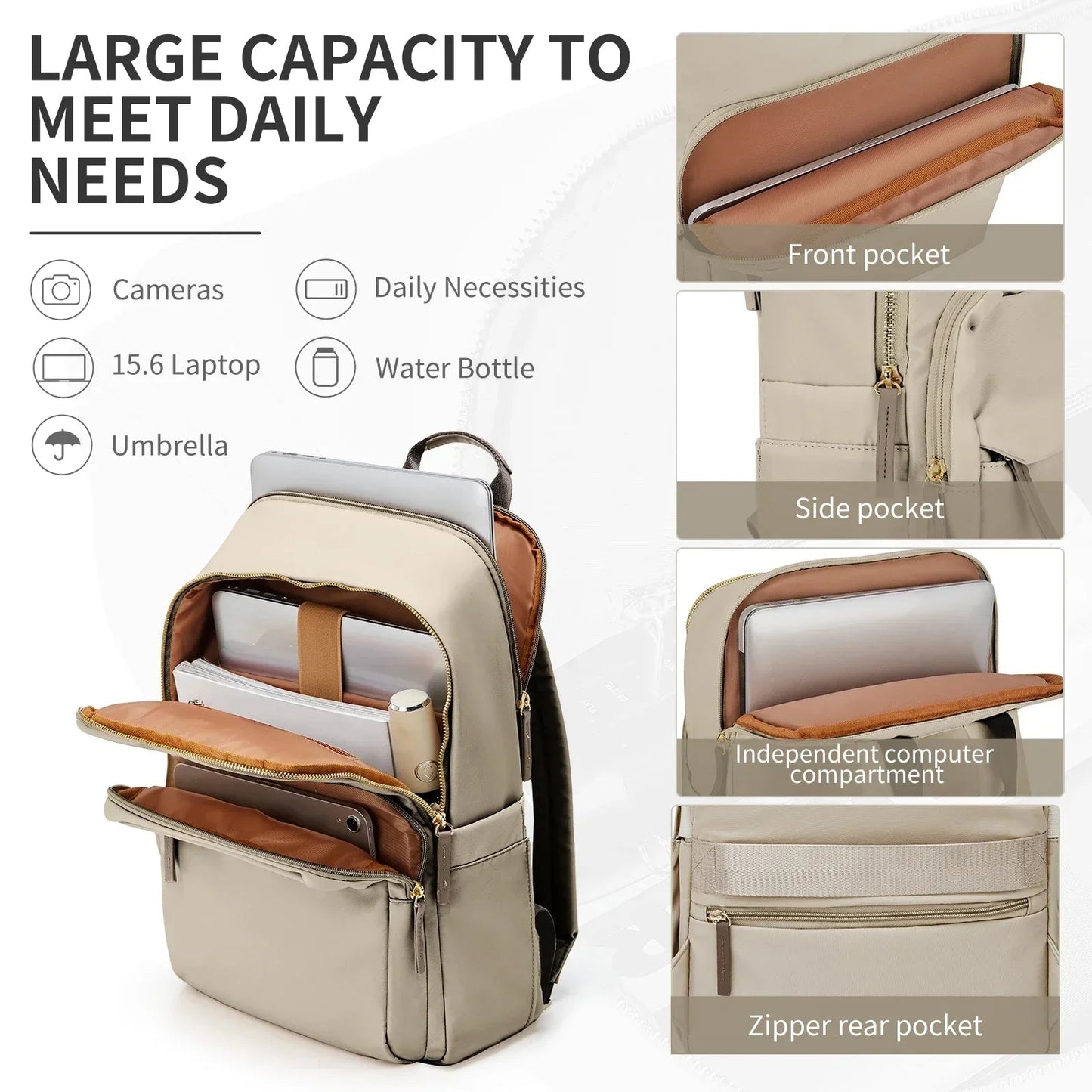 Travel Backpack | Spacious Organized Design | Water-Resistant Polyester, Padded Straps