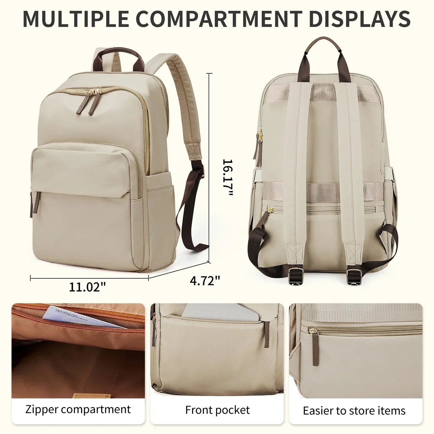 Travel Backpack | Spacious Organized Design | Water-Resistant Polyester, Padded Straps