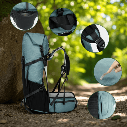 Travel Backpack for Hiking | Ultralight Roll-Top | 50L Capacity, Water-Resistant Ripstop Nylon