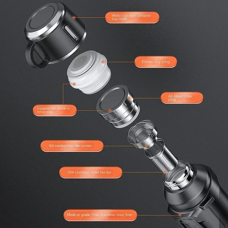 Travel Hiking Thermos | Stainless Steel Insulated | Leakproof Lid | Keeps Drinks Hot & Cold