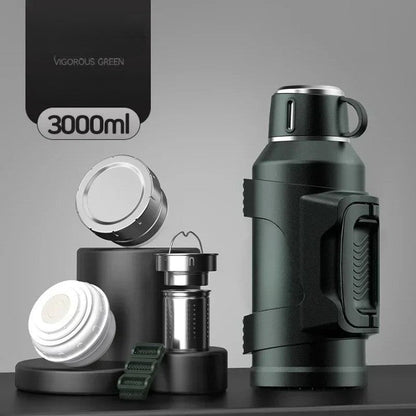 Travel Hiking Thermos | Stainless Steel Insulated | Leakproof Lid | Keeps Drinks Hot & Cold