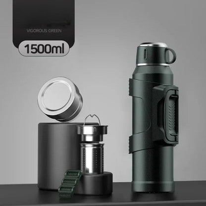Travel Hiking Thermos | Stainless Steel Insulated | Leakproof Lid | Keeps Drinks Hot & Cold
