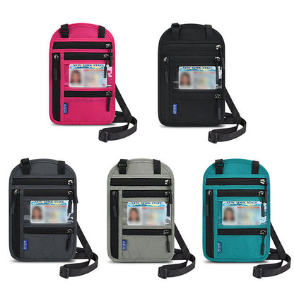 Travel Neck Wallet | RFID Blocking Passport Holder | Water-Resistant Nylon & Zip Pockets