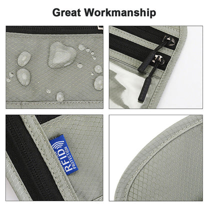 Travel Neck Wallet | RFID Blocking Passport Holder | Water-Resistant Nylon & Zip Pockets
