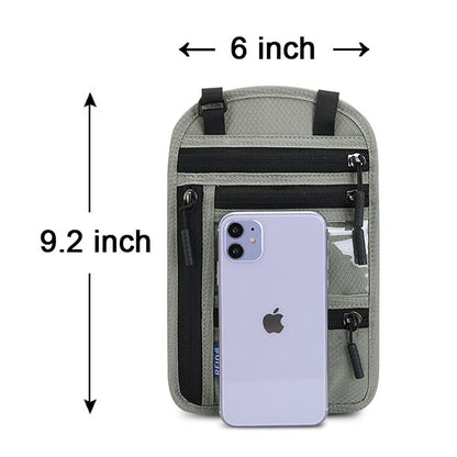 Travel Neck Wallet | RFID Blocking Passport Holder | Water-Resistant Nylon & Zip Pockets