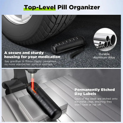 Travel Pill Organizer | Modular 7-Day Stackable Design | Aluminum with Waterproof Silicone Seal