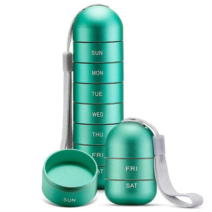 Travel Pill Organizer | Modular 7-Day Stackable Design | Aluminum with Waterproof Silicone Seal