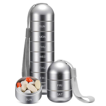 Travel Pill Organizer | Modular 7-Day Stackable Design | Aluminum with Waterproof Silicone Seal