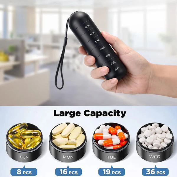 Travel Pill Organizer | Modular 7-Day Stackable Design | Aluminum with Waterproof Silicone Seal