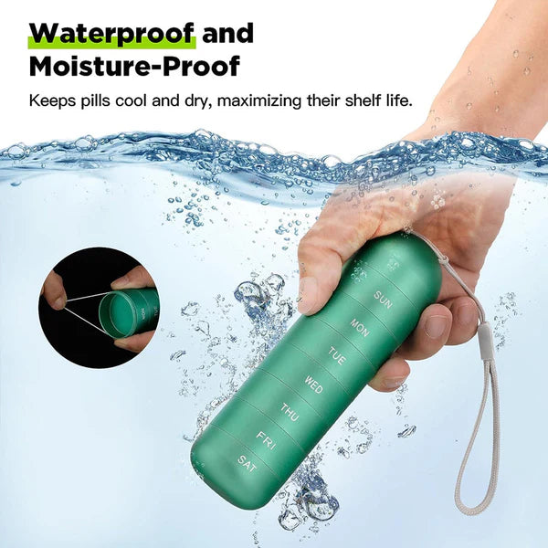 Travel Pill Organizer | Modular 7-Day Stackable Design | Aluminum with Waterproof Silicone Seal