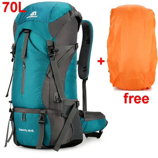Trekking Backpack, Hiking & Travel | 70L Capacity | Water-Repellent Nylon | Integrated Rain Cover