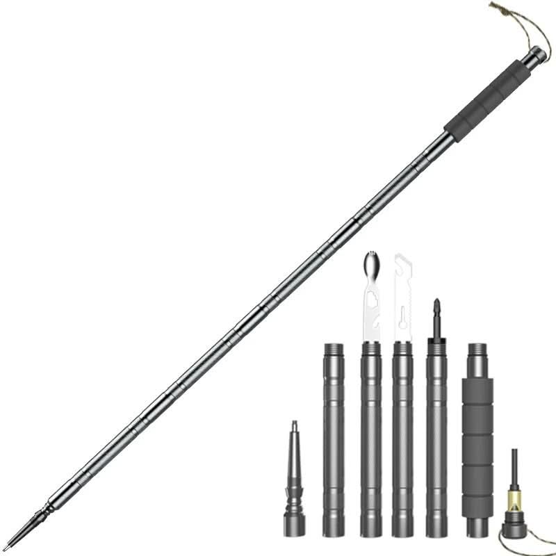 Trekking Pole | Foldable Multi-Tool Design | Steel Tip & Aluminum Handle | Lightweight