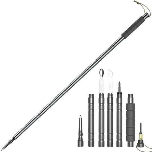 Trekking Pole | Foldable Multi-Tool Design | Steel Tip & Aluminum Handle | Lightweight