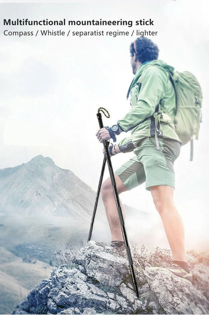 Trekking Pole | Foldable Multi-Tool Design | Steel Tip & Aluminum Handle | Lightweight