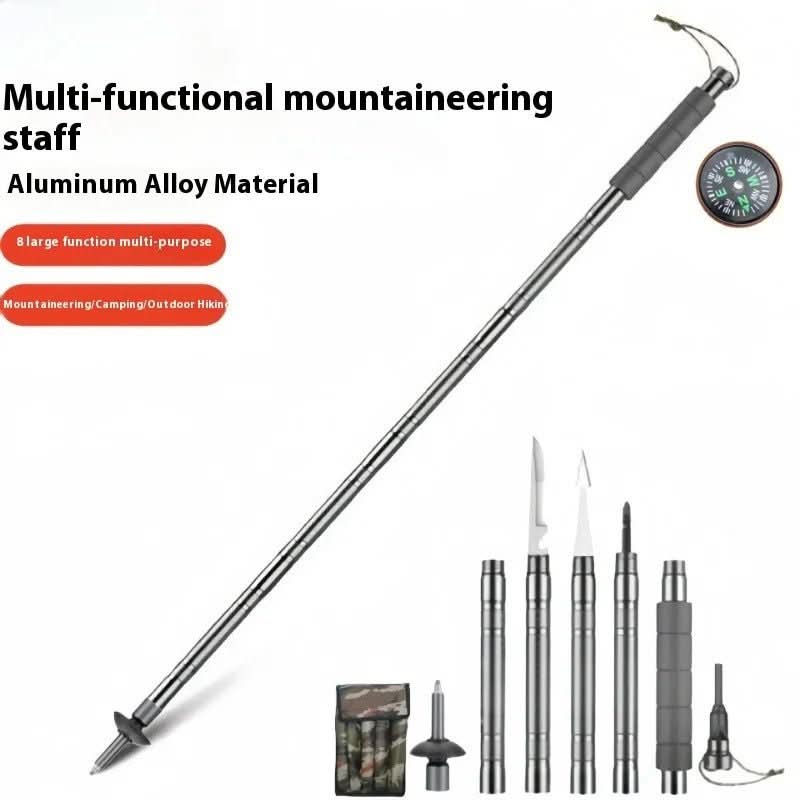 Trekking Pole | Foldable Multi-Tool Design | Steel Tip & Aluminum Handle | Lightweight