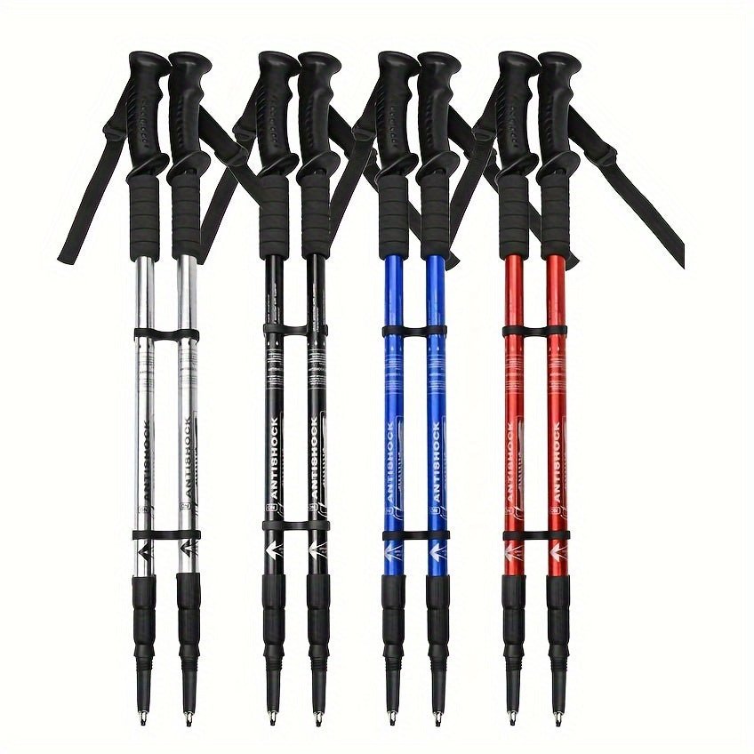 Trekking Poles | Adjustable Aluminum Telescopic | Shock-Absorbing Rubber Grip | Lightweight