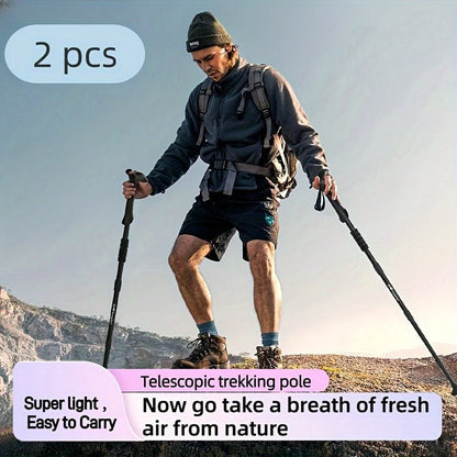 Trekking Poles | Adjustable Aluminum Telescopic | Shock-Absorbing Rubber Grip | Lightweight