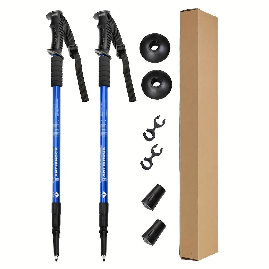 Trekking Poles | Adjustable Aluminum Telescopic | Shock-Absorbing Rubber Grip | Lightweight