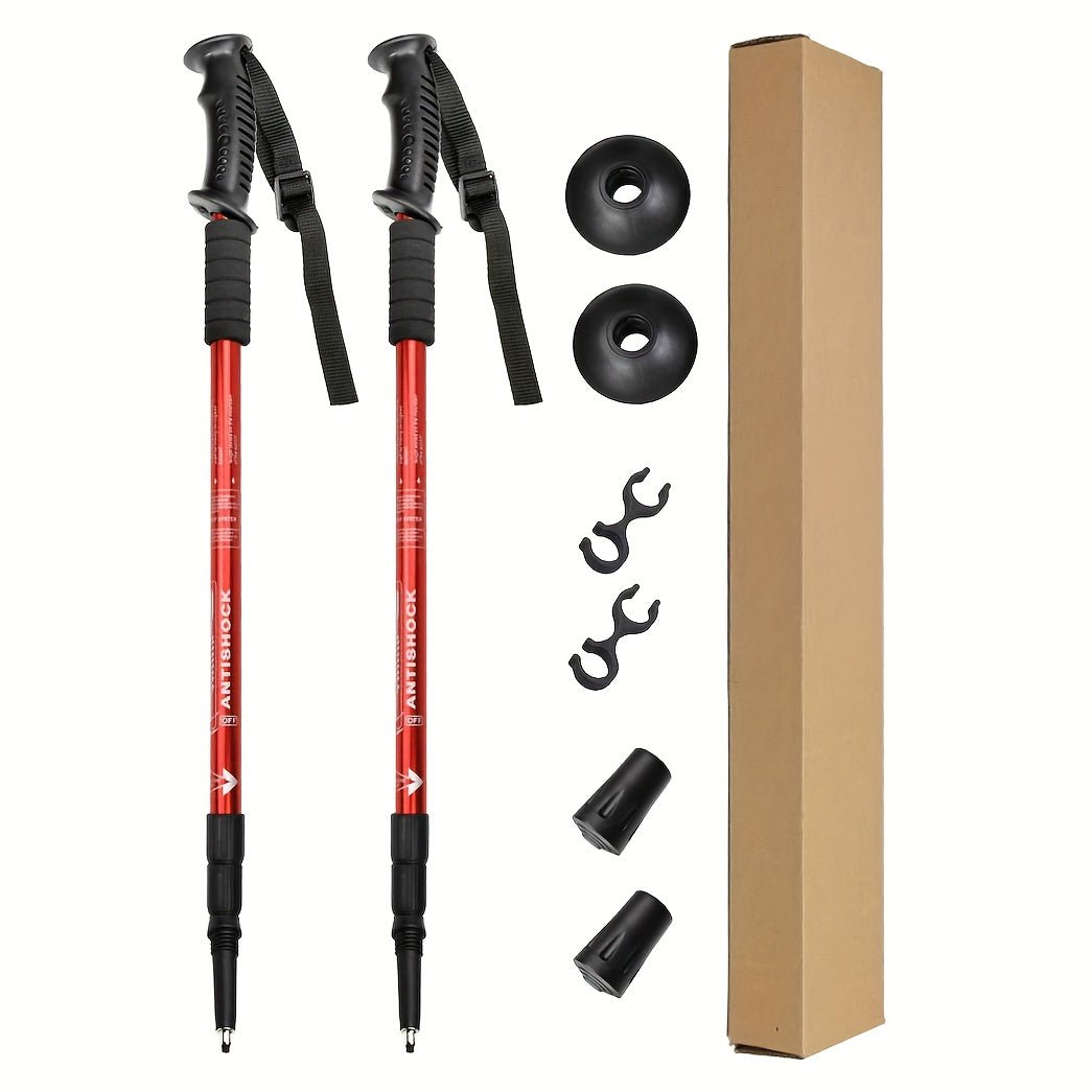 Trekking Poles | Adjustable Aluminum Telescopic | Shock-Absorbing Rubber Grip | Lightweight