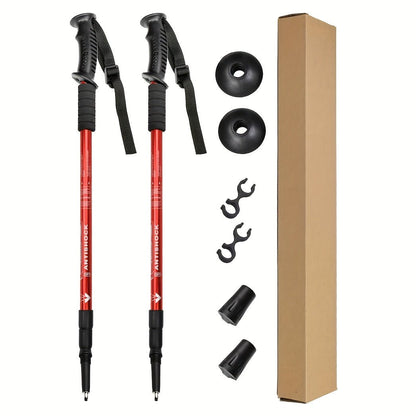 Trekking Poles | Adjustable Aluminum Telescopic | Shock-Absorbing Rubber Grip | Lightweight