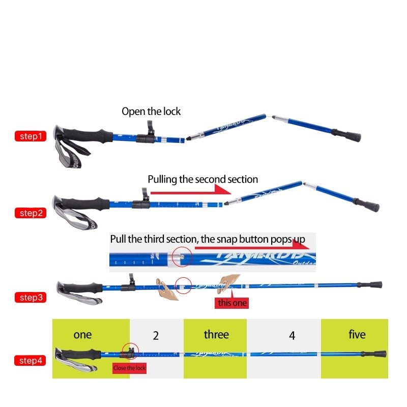 Trekking Poles for Hiking & Walking | Telescopic Adjustable 65-135 cm | Lightweight Aluminum, Foldable