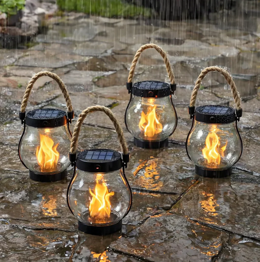 USB-C Rechargeable Rope Lantern | Light-Sensing Auto On/Off | Hemp Rope Handle | 12 cm Diameter