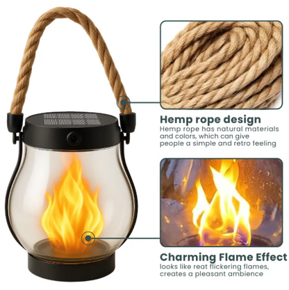 USB-C Rechargeable Rope Lantern | Light-Sensing Auto On/Off | Hemp Rope Handle | 12 cm Diameter
