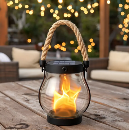 USB-C Rechargeable Rope Lantern | Light-Sensing Auto On/Off | Hemp Rope Handle | 12 cm Diameter