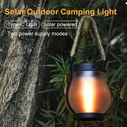 USB-C Rechargeable Rope Lantern | Light-Sensing Auto On/Off | Hemp Rope Handle | 12 cm Diameter