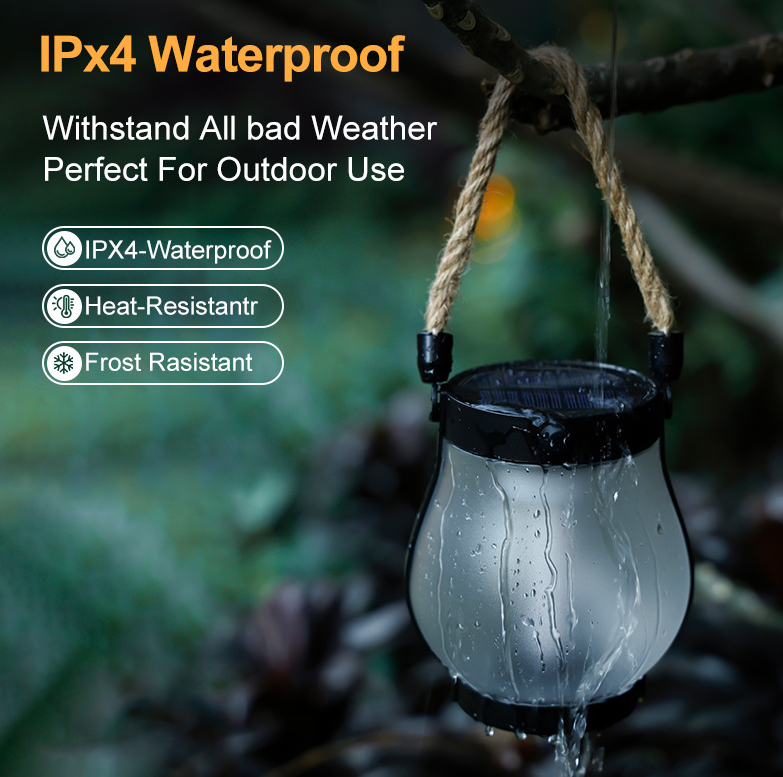 USB-C Rechargeable Rope Lantern | Light-Sensing Auto On/Off | Hemp Rope Handle | 12 cm Diameter