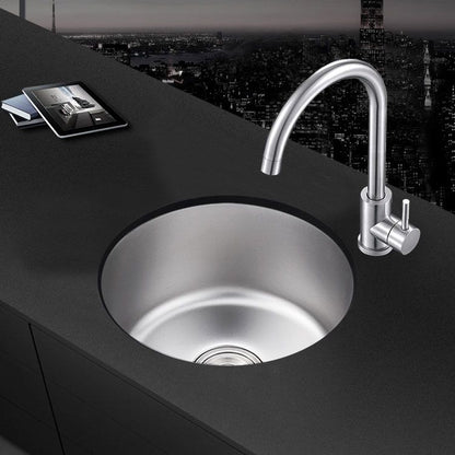 Undermount Round Sink | Stainless Steel Single Basin | Basket Strainer & Drain | Durable Design