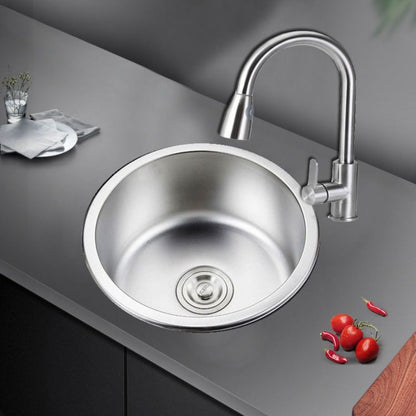 Undermount Round Sink | Stainless Steel Single Basin | Basket Strainer & Drain | Durable Design