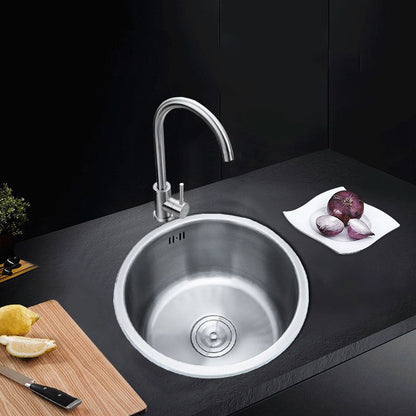 Undermount Round Sink | Stainless Steel Single Basin | Basket Strainer & Drain | Durable Design