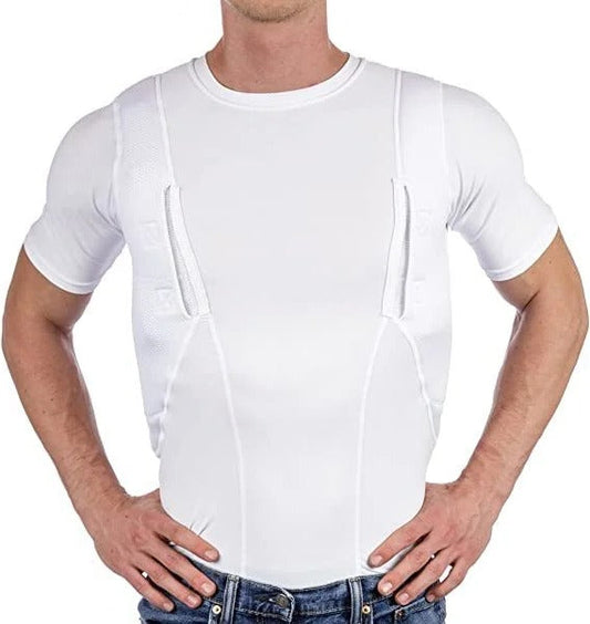 Unisex Concealed T-Shirt | Dual Inside Pockets | Leather Holsters & Moisture-Wicking Fabric