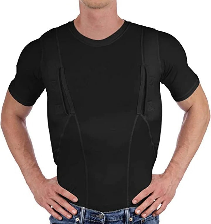 Unisex Concealed T-Shirt | Dual Inside Pockets | Leather Holsters & Moisture-Wicking Fabric