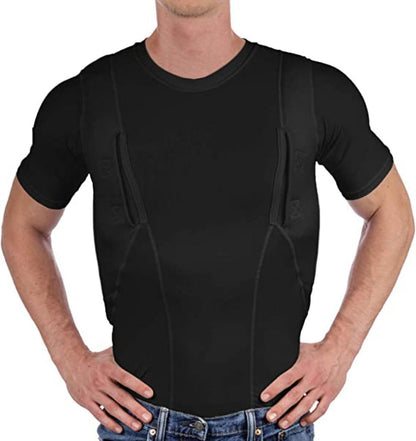 Unisex Concealed T-Shirt | Dual Inside Pockets | Leather Holsters & Moisture-Wicking Fabric