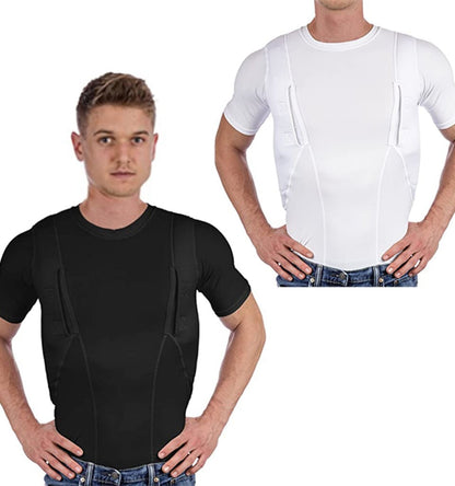Unisex Concealed T-Shirt | Dual Inside Pockets | Leather Holsters & Moisture-Wicking Fabric