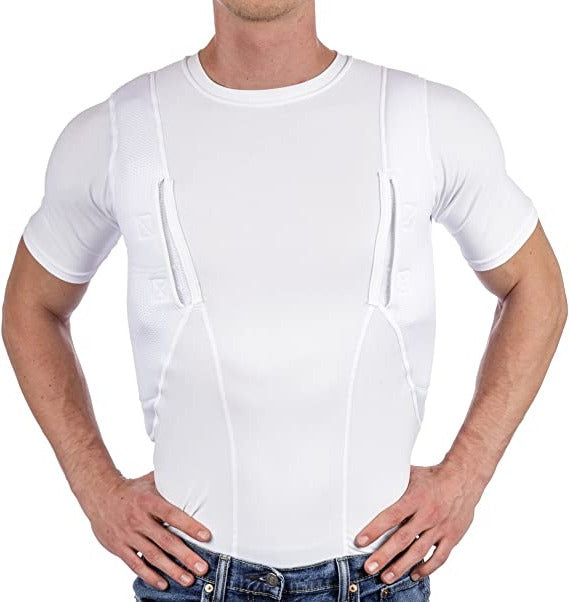 Unisex Concealed T-Shirt | Dual Inside Pockets | Leather Holsters & Moisture-Wicking Fabric