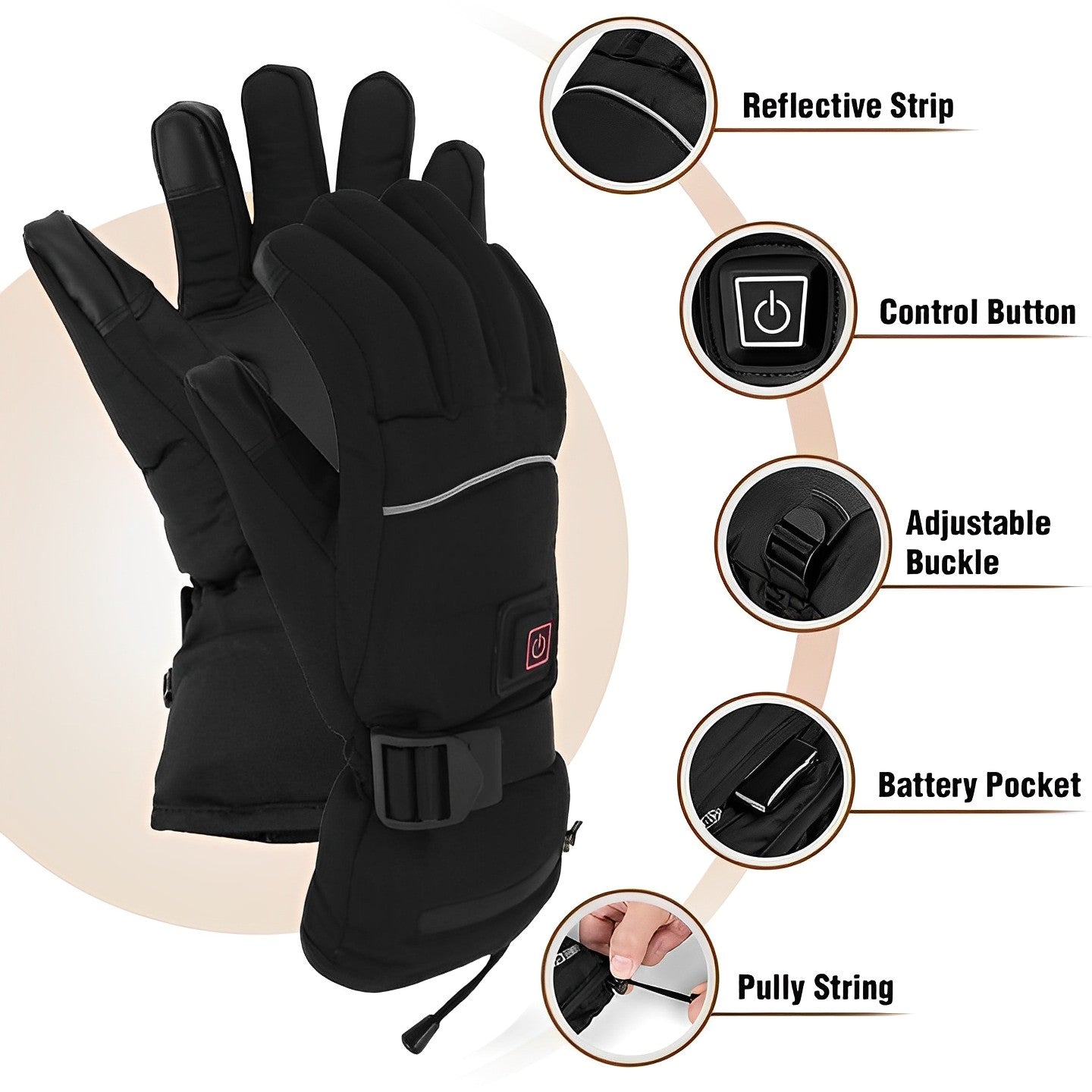 Unisex Heated Gloves | USB Rechargeable, 3 Heat Settings | Up to 8 Hours