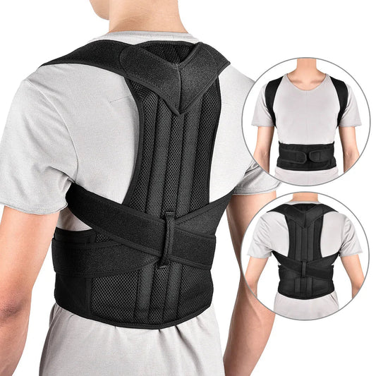 Unisex Lumbar Support Posture Brace | Double Support & Adjustable Straps | Breathable Fabric