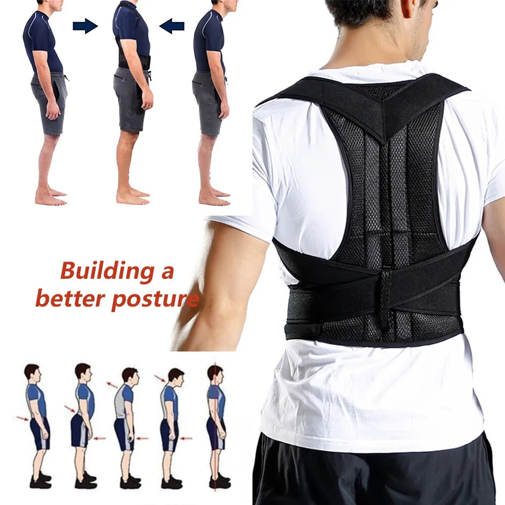 Unisex Lumbar Support Posture Brace | Double Support & Adjustable Straps | Breathable Fabric