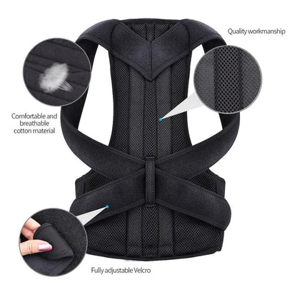 Unisex Lumbar Support Posture Brace | Double Support & Adjustable Straps | Breathable Fabric