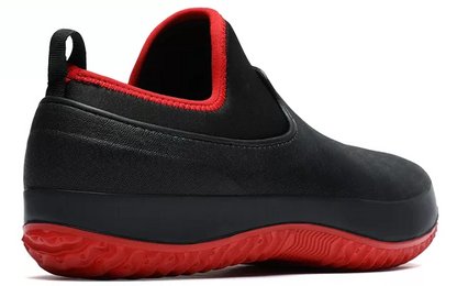 Unisex Waterproof Slip-On Work Shoes | Non-Slip Traction | Black, Blue & Red | Durable Design