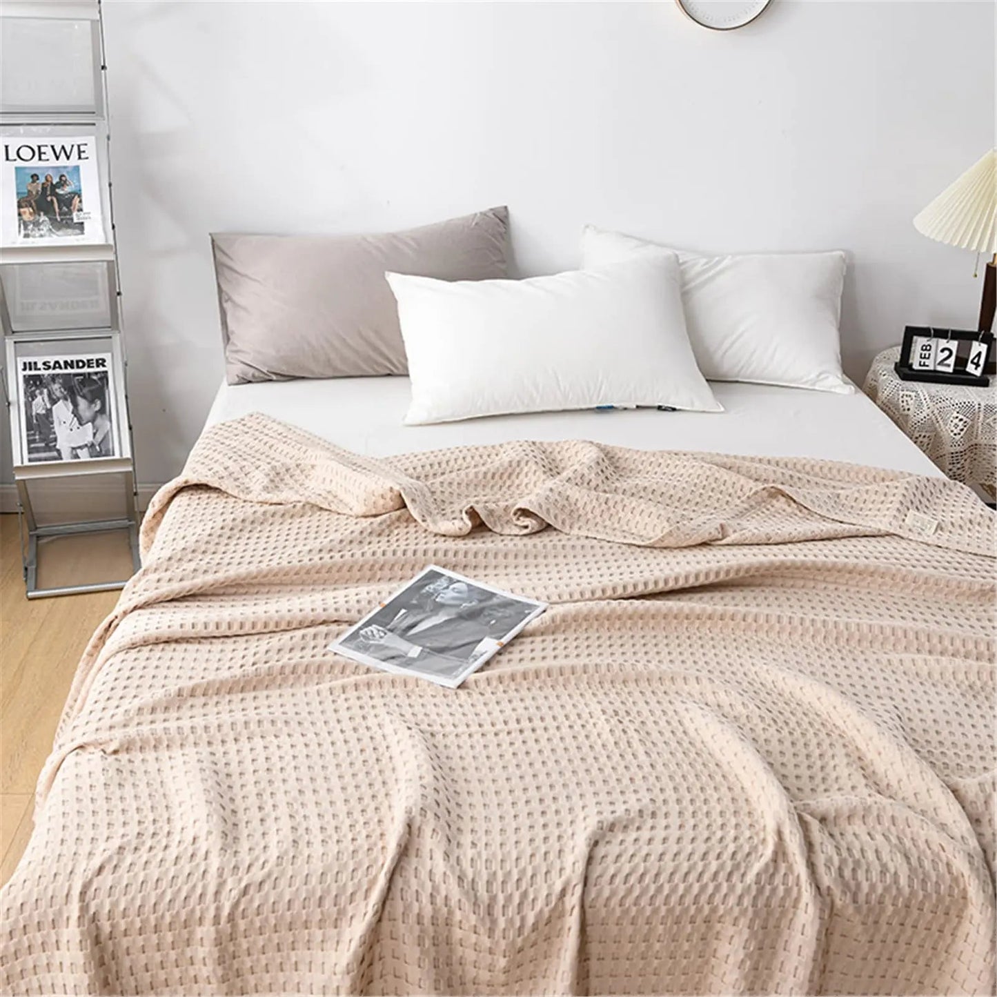 Waffle Weave Blanket | Lightweight Breathable for Summer | 100% Cotton