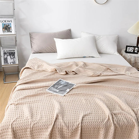 Waffle Weave Blanket | Lightweight Breathable for Summer | 100% Cotton